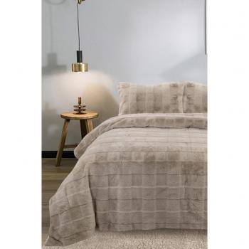 Sonnia Premium Soft Bedspread Set, 220x240 cm, Pillow Case, Double/King Size, Beige