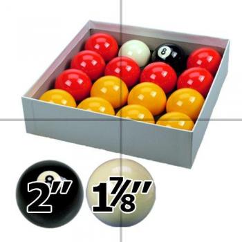 Set de billes de billard 1 7/8 pouces rouge et jaune
