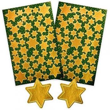 0 x Z-Design Sticker Weihnacht Glanzfolie 2 Bogen Motiv Sterne gold