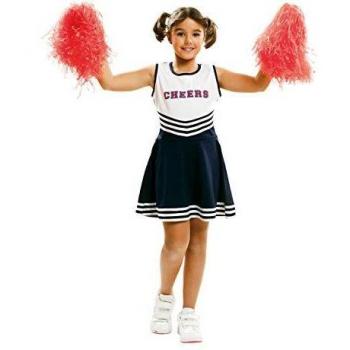 Sporty Blue Pom‑Pom Girl Attire for Kids (Polyester)