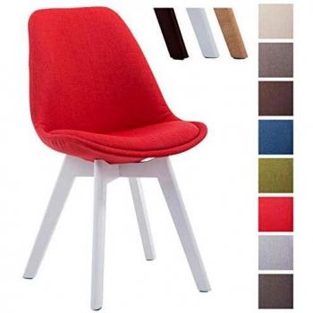 Chaise Rétro Design Borneo V2 Tissu Rouge Pieds en Bois