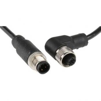 Schwarzes RS Pro M12 Male zu M12 Female Winkelkabel 4 AWG 5 m