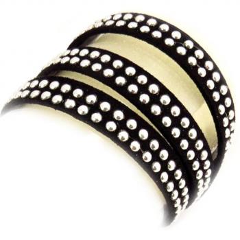 Elegant Black Sissi 1 cm Triple Ring Bracelet
