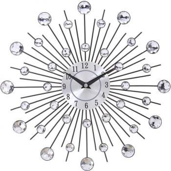 Elegante Metall Wanduhr mit Kristallen