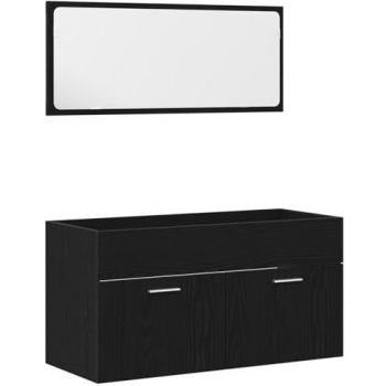 Muebles de Baño Versátiles en Roble Negro: Juego de 2 Piezas (90x38.5x46 cm)