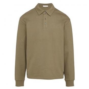 Unifarbenes Langarm-Polo mit Logo Stickerei