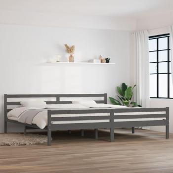 Lit double gris en bois massif 180x200 cm vidaXL