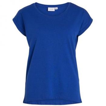 Vila Rundhalsshirt mit umgeschlagenen Ärmeln