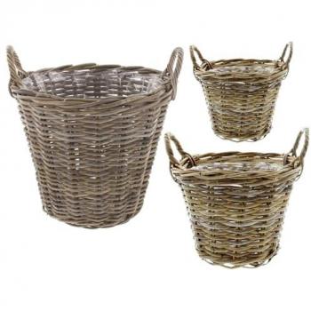 Frank Flechtwaren Pflanzkübel Rattan Set