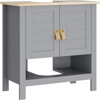 Armario de Baño Compacto con 2 Puertas y Estante Ajustable 60x30x60 cm Gris