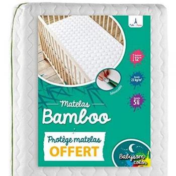Matelas Bambou Babysom 70x140 cm Oeko-Tex® avec Protège Matelas