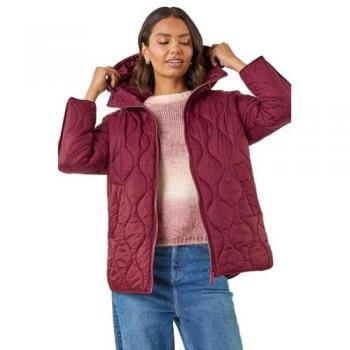 Roman Women's Burgundy Quilted Hooded Cape