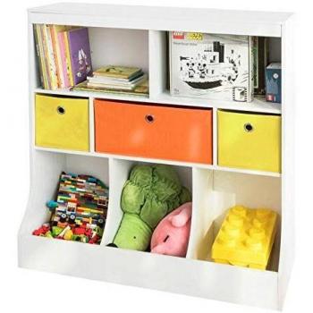 Libreria montessoriana per Bambini Scaffale portagiochi Portariviste 5 ripiani+3 cestini KMB26-W