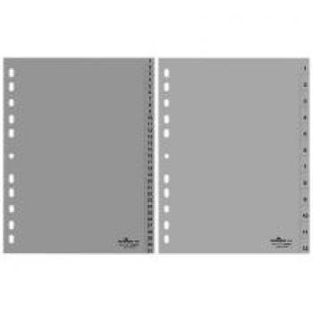 Diviseur Index Durable A4 1-15 en Polypropylène Gris, 15 Feuilles