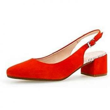 Gabor Damen Sling-Pumps, Komfort-Mehrweite, Leder, Koralle