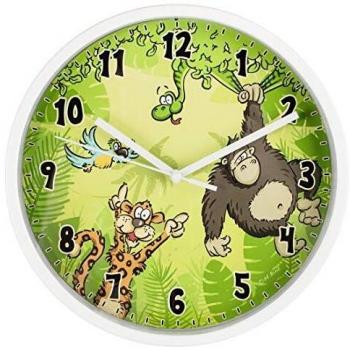 Horloge murale Jungle pour enfant, Ø 22,5 cm, silencieuse