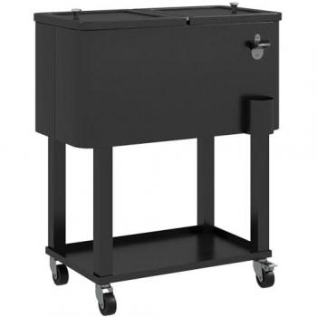 Nevera de Patio 56L – Carro con Estantes y Ruedas OutSunny