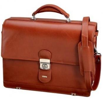 Alassio Briefcase 'MOCCA', Leather, Cognac-colored
