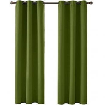 Deconovo Thermogardinen mit Ösen, blickdicht, 138x107cm, Apfelgrün, 2er Set