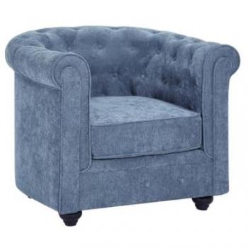 Fauteuil Chesterfield Tissu Bleu