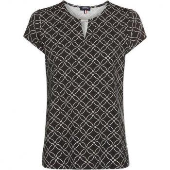 Kurzarm HECHTER PARIS Damen Shirt – 34, Alloverprint, Viskose 95 %, Elasthan 5 %