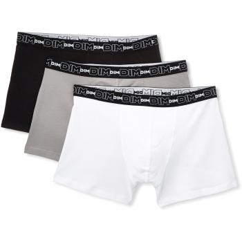 Boxer Uomo Cotone Elasticizzato Traspirante Confezione da 3, Nero/Grigio/Bianco, L