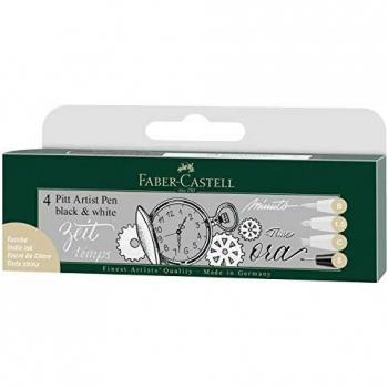 Set de 4 stylos feutre noir et blanc Faber Castell