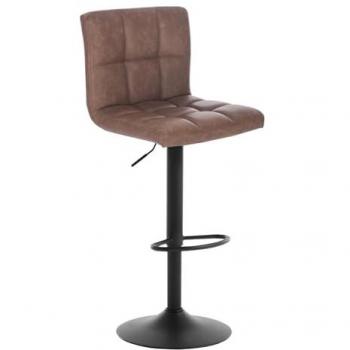 Stool Bar Elegante in Acciaio Nero, Tappetino Similpelle – Woltu
