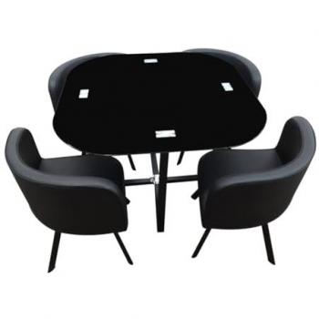 Set Cannes Comfort: tavolo + 4 sedie neri