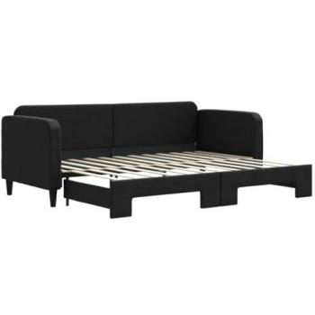 Lit gigogne noir 80x200 cm en tissu