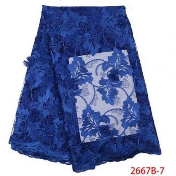 3D Floral Embroidered Lace Fabric with Beads KS2667B-1
