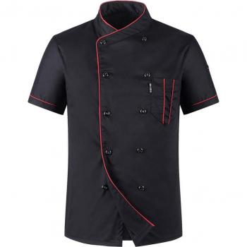 Stand Kraag Korte Mouw Chef Uniform Effen Kleur