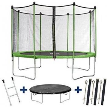 Trampolino Yoopi Ø 3.65 m con Rete di Protezione, Scala, Telone e Kit di Ancoraggio