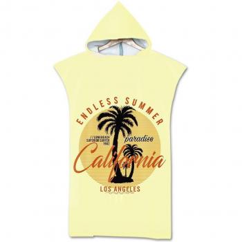 Hooded Microfiber Bathrobe with Palm Tree Design