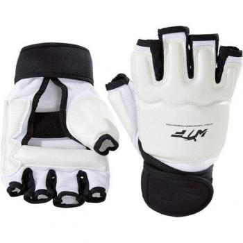 Kids/Adults White Leather Half Finger Gloves for Boxing and Taekwondo Training