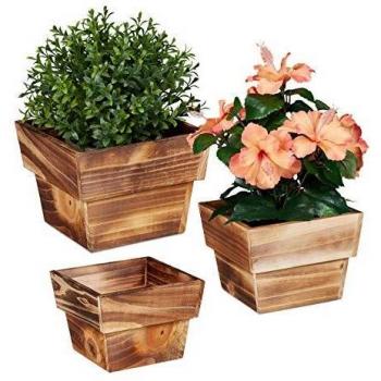 Pot de fleurs en bois, lot de 3
