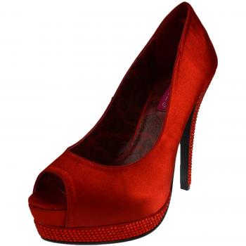 Bordello Peep Toe Pumps Bella-12R, rot, (40)