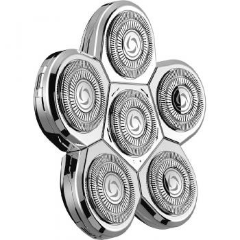 Electric Razor Replacement: Kibiy 6‑Blade Silver Heads (MS‑672)