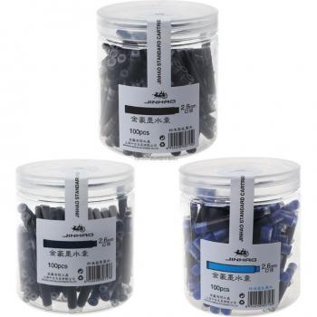 Pack de 100 cartouches d'encre Jinhao noir et bleu pour papeterie