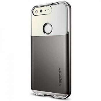 Funda Protectora Spigen Google Pixel, [Neo Hybrid Crystal] Bumper [Gunmetal] Transparente TPU/PC