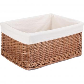 Extra Large Brown Double Steamed Wicker Storage Basket with Lining