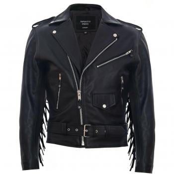 Chaqueta de Cuero Hombre FRINGE Brando Negra 2XL