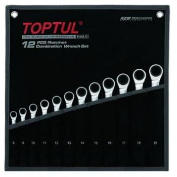 Jeu de clés à cliquet TOPTUL 12 pièces 8 à 19 mm