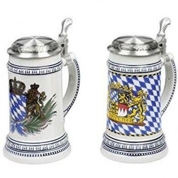 DOMEX Bierseidel Bayernwappen mit Zinndeckel 0,5 l