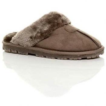 Ajvani Flat Low Heel Slippers with Faux Fur Interior (Size 3, 36)