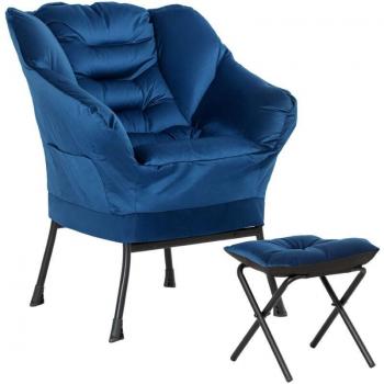 Sillón Homcom de Salón con Patas de Acero, Otomana y Bolsillos Lateral
