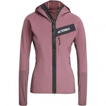 Chaqueta de montaña adidas terrex techrock wind mujer granate, forro polar, talla S