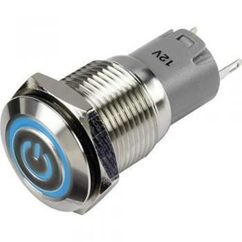 TRU COMPONENTS Interruttore a pressione LAS2GQF-11ZET/B/12V/S/P 48 V/DC 2 A 1 x On / On Permanente Blu IP65 1 pz