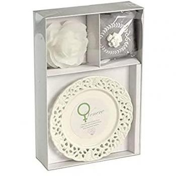 Candela Elegante Rosa Venere con Base 26x17h4,5 cm