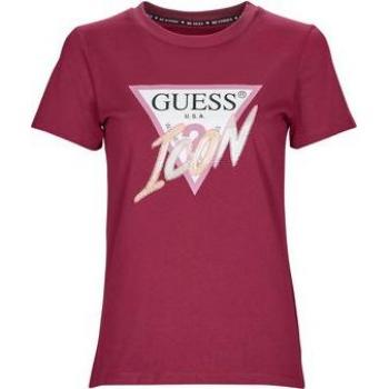 Guess Bordeaux Short Sleeve Women's T-Shirt with Icon Design